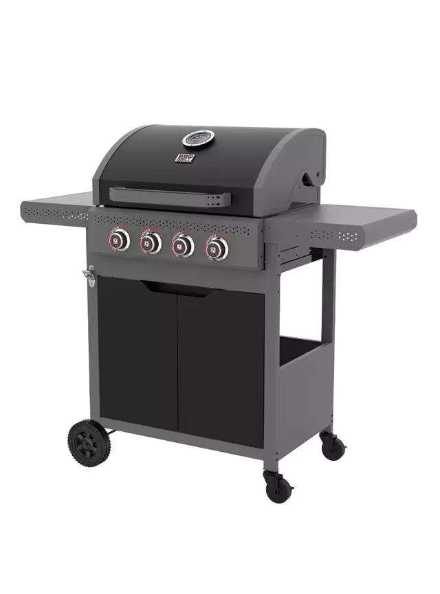 PARRILLA A GAS DARK HAWK BBQ GRILL 4 QUEMADORES NEGRO - 2