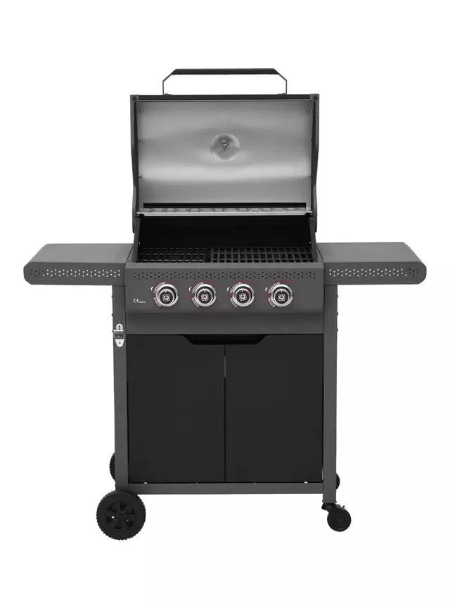 PARRILLA A GAS DARK HAWK BBQ GRILL 4 QUEMADORES NEGRO - 3