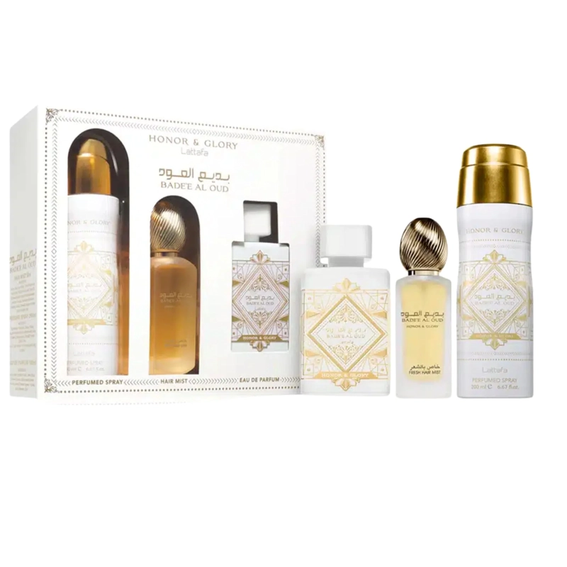 LATTAFA BADEE AL OUD HONOR & GLORY EDP 100ML+HAIR MIST 50ML+DEO 200ML - 1