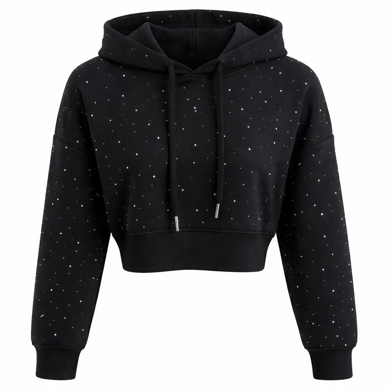 POLERON CROP JUVENIL CON CAPUCHA DISE OS BRILLANTES - 1