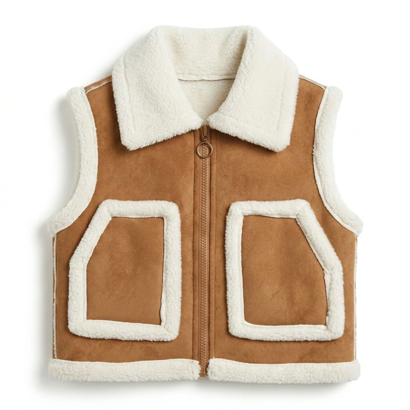CHALECO BORREGO UNISEX SIN MANGAS INVIERNO ESTILO EUROPEO - 1