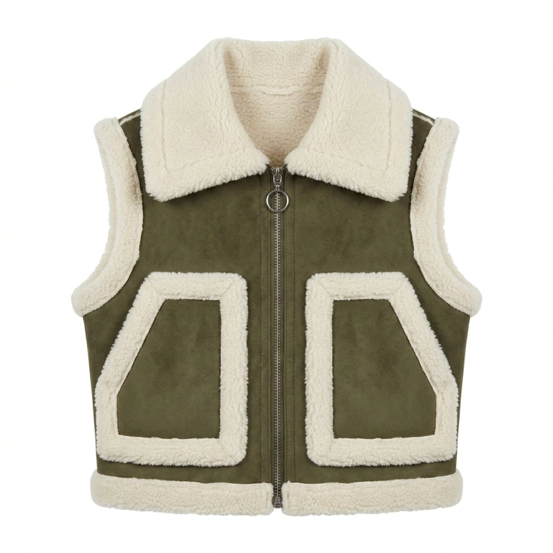 CHALECO BORREGO UNISEX SIN MANGAS INVIERNO ESTILO EUROPEO - 1