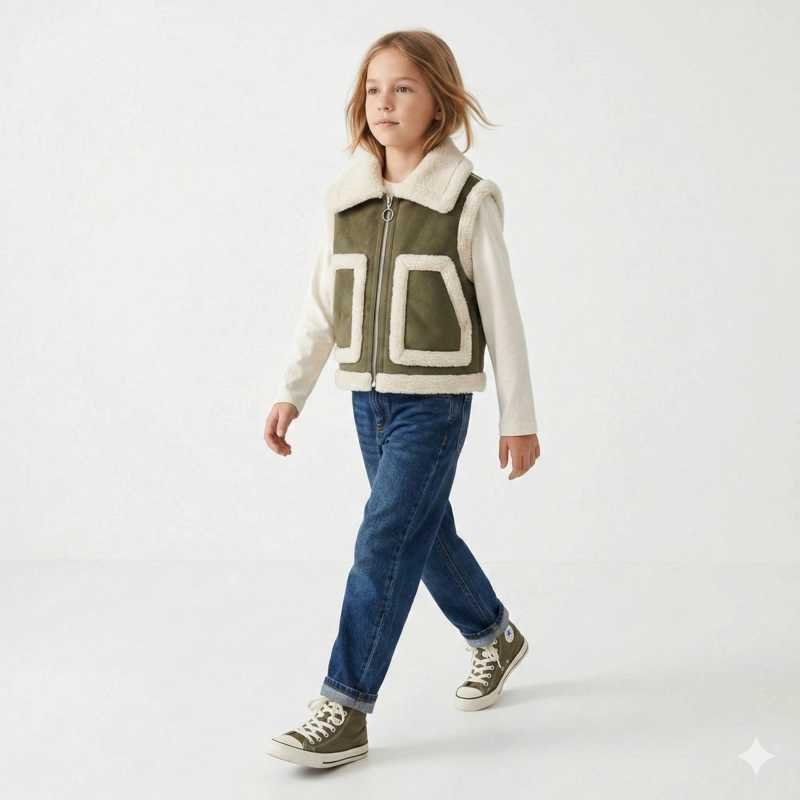 CHALECO BORREGO UNISEX SIN MANGAS INVIERNO ESTILO EUROPEO - 2