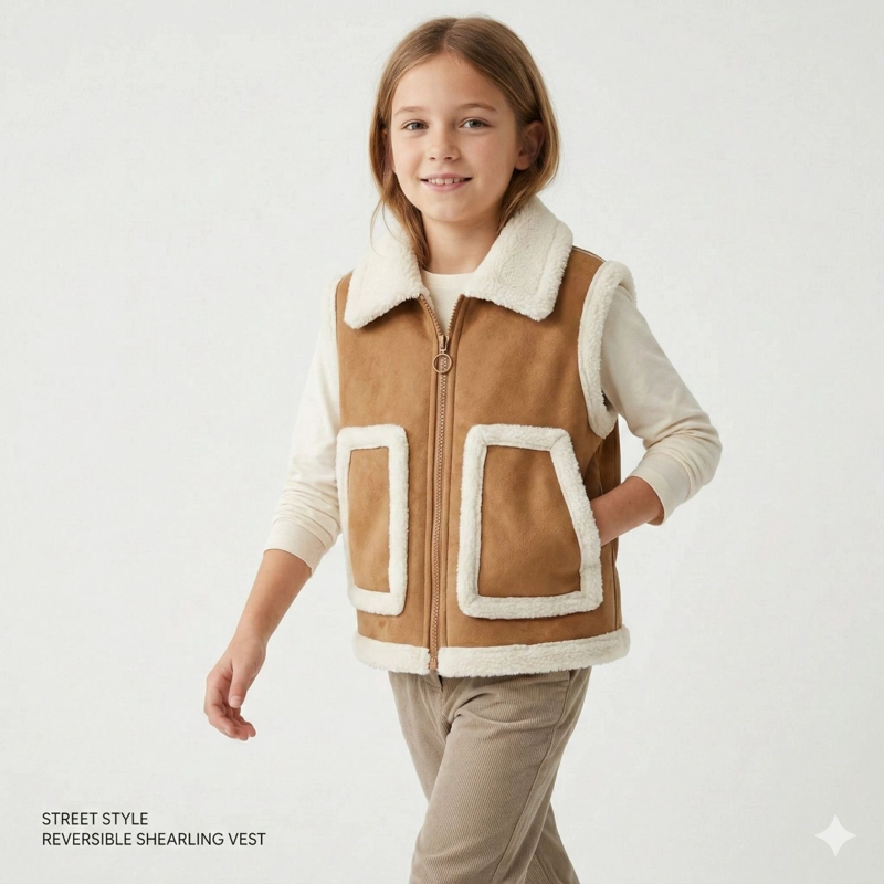 CHALECO BORREGO UNISEX SIN MANGAS INVIERNO ESTILO EUROPEO - 2