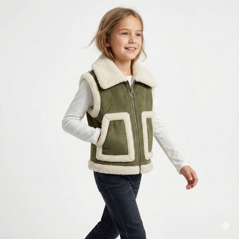 CHALECO BORREGO UNISEX SIN MANGAS INVIERNO ESTILO EUROPEO - 3