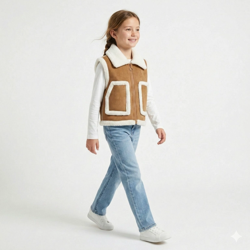 CHALECO BORREGO UNISEX SIN MANGAS INVIERNO ESTILO EUROPEO - 3