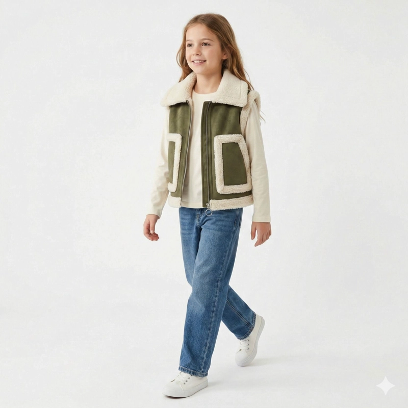 CHALECO BORREGO UNISEX SIN MANGAS INVIERNO ESTILO EUROPEO - 4