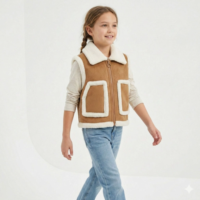 CHALECO BORREGO UNISEX SIN MANGAS INVIERNO ESTILO EUROPEO - 4