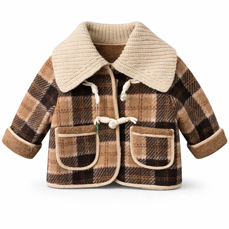CHAQUETA NINO INVIERNO CUADROS ABRIGO POLAR GRUESO - 4