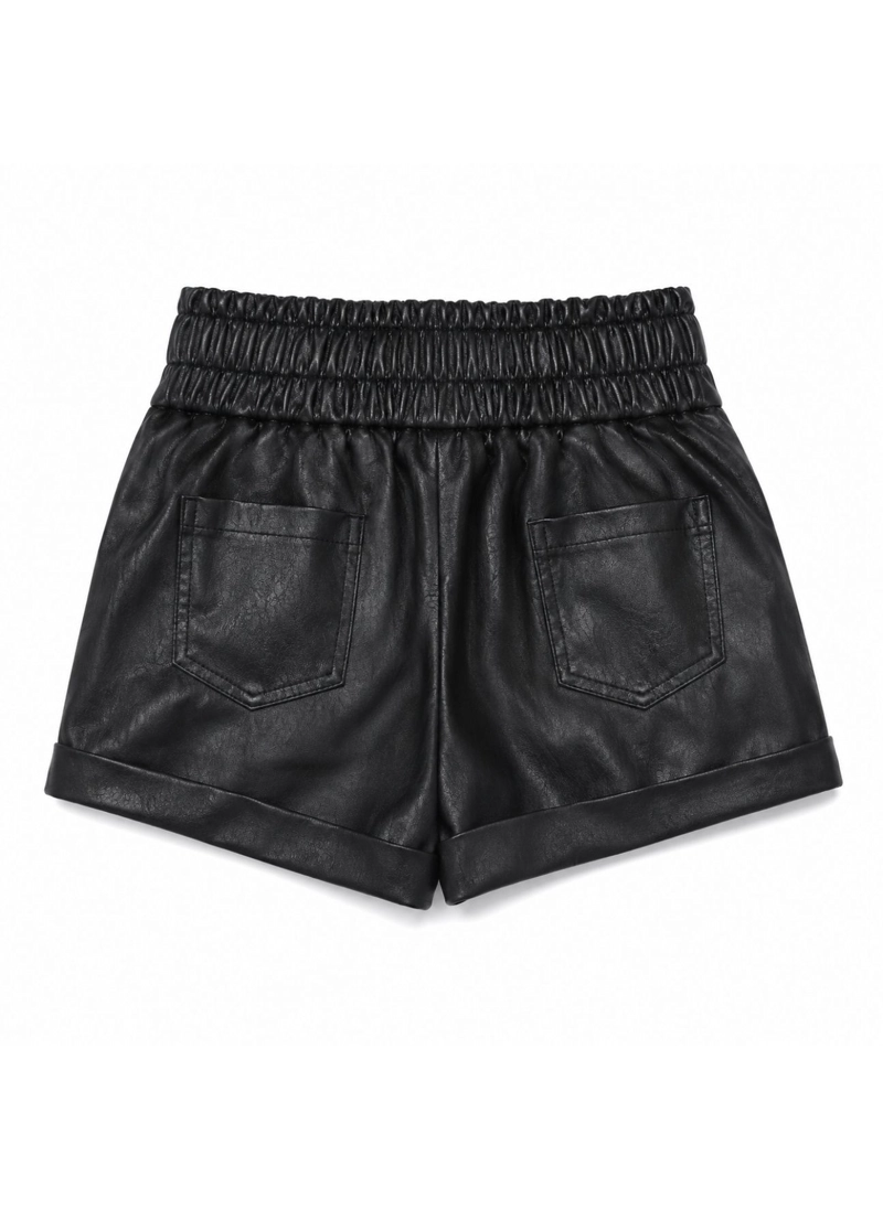 SHORT ECOCUERO NIÑA CUERINA EFECTO CUERO NEGRO MODA - 5