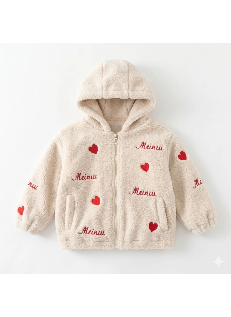 CHAQUETA CHIPORRO NIÑA CON GORRO POLERON PELUDO INVIERNO - 3
