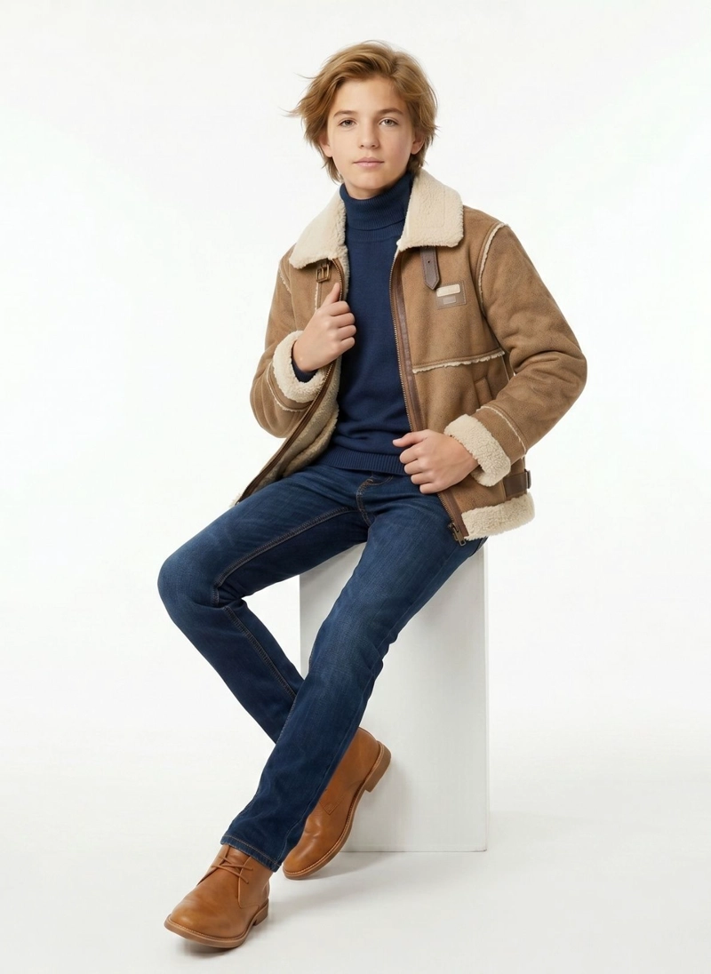 CHAQUETA NIÑO AVIADOR ESTILO PILOTO ABRIGADA INVIERNO - 3