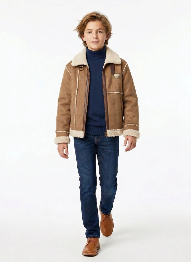 CHAQUETA NIÑO AVIADOR ESTILO PILOTO ABRIGADA INVIERNO - 4