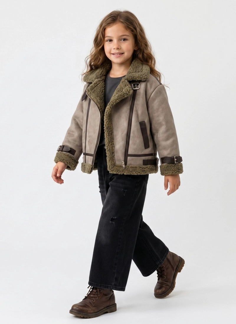 CHAQUETA AVIADOR NIÑA GAMUZA FORRO CHIPORRO - 3