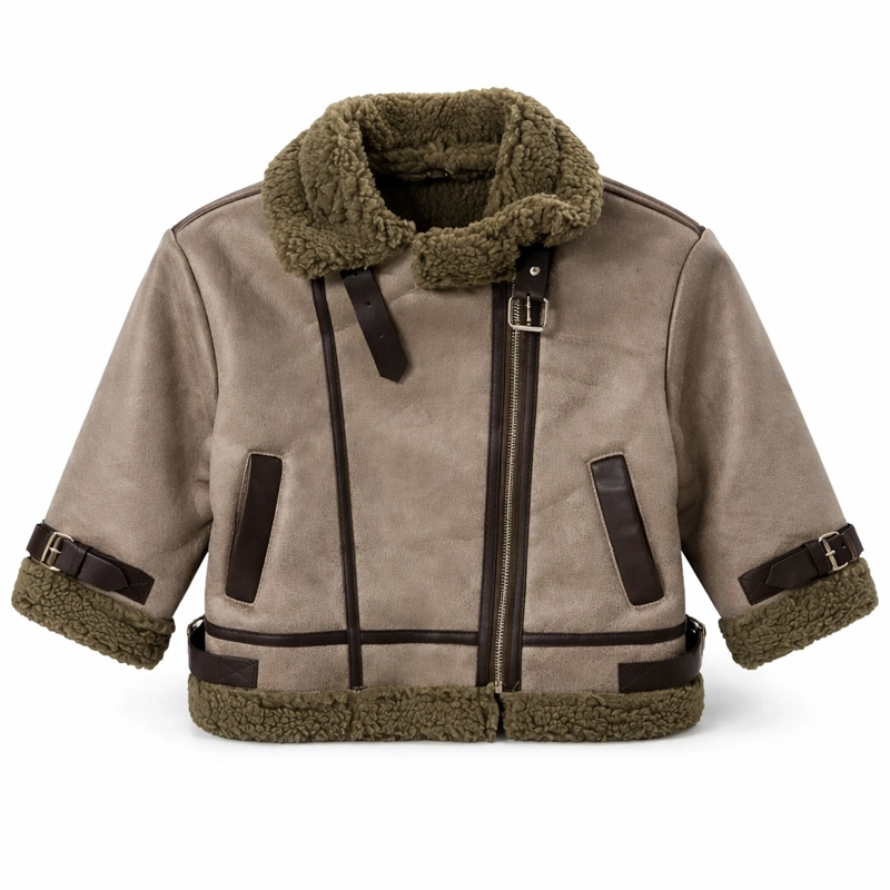 CHAQUETA AVIADOR NIÑA GAMUZA FORRO CHIPORRO - 6