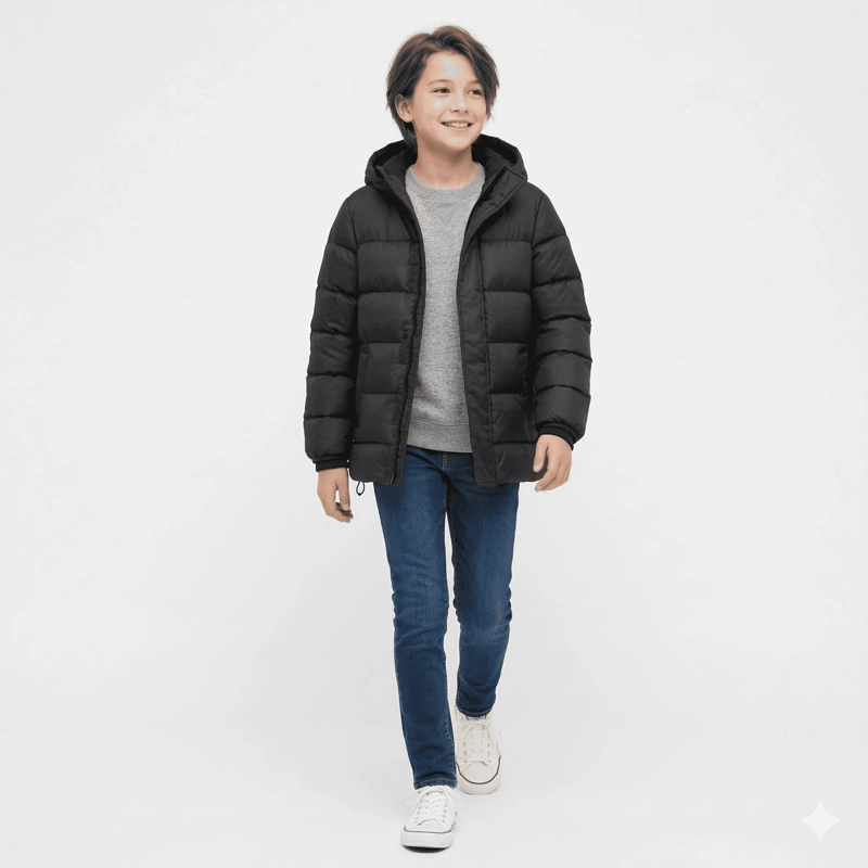 PARKA NIÑO INVIERNO ACOLCHADA CAPUCHA TERMICA ABRIGO ESCOLAR - 4