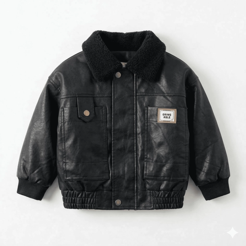 CHAQUETA AVIADOR NIÑO CUERO SINE TICO FORRADA INVIERNO - 1