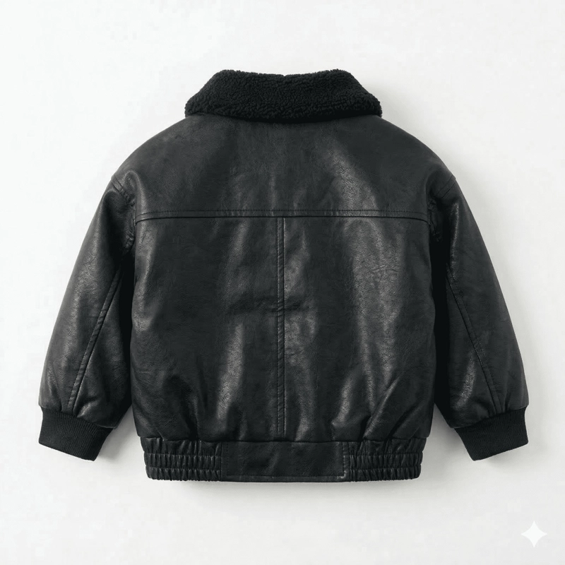 CHAQUETA AVIADOR NIÑO CUERO SINE TICO FORRADA INVIERNO - 5