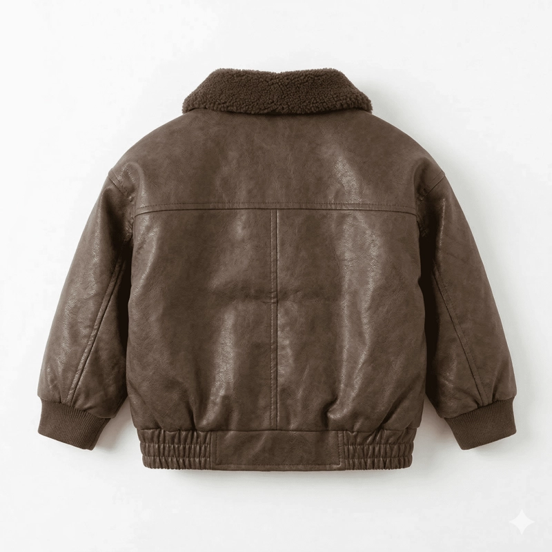CHAQUETA AVIADOR NIÑO CUERO SINE TICO FORRADA INVIERNO - 5