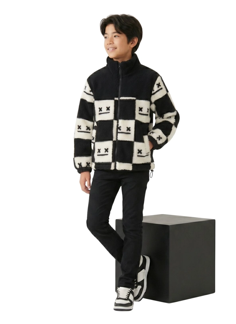 CHAQUETA POLAR CHIPORRO AESTHETIC DISENO CUADRICULA URBANO - 4