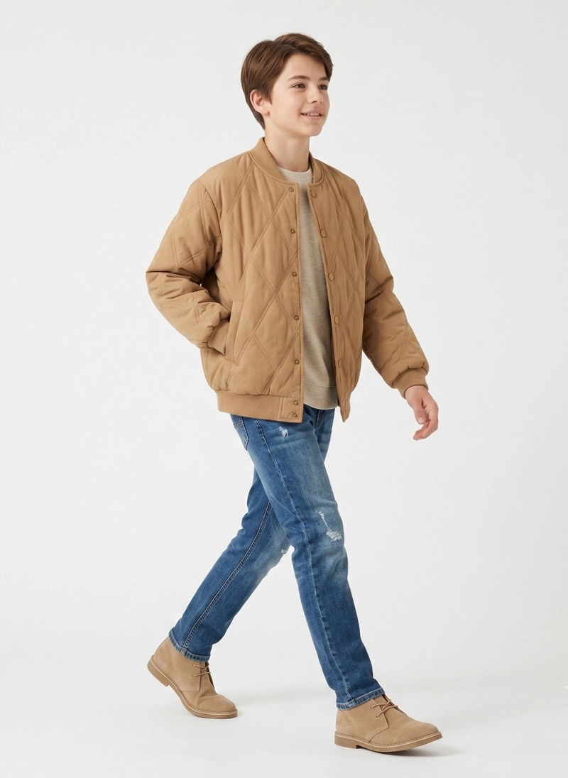 CHAQUETA ACOLCHADA NIÑO PARKA BOMBER INVIERNO LIVIANA - 5