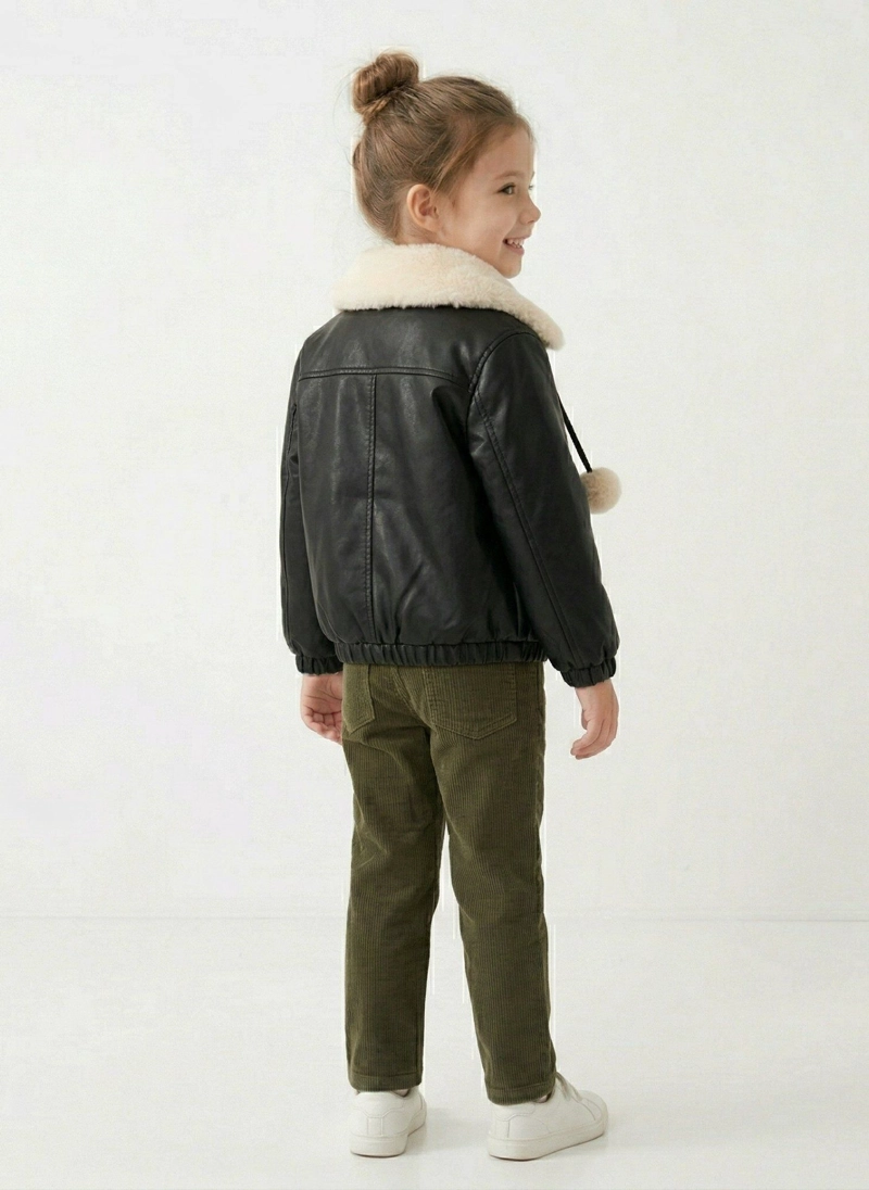 CHAQUETA NIÑA ECOCUERO CHIPORRO INVIERNO NEGRA - 3
