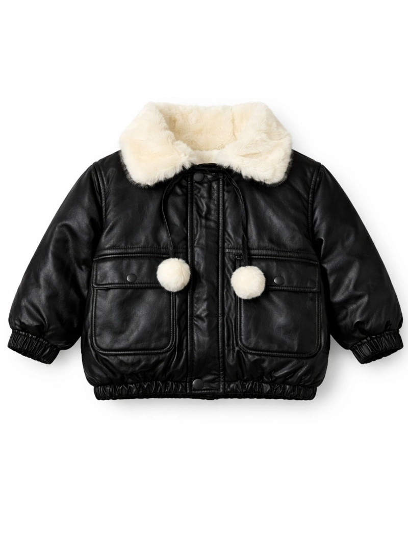 CHAQUETA NIÑA ECOCUERO CHIPORRO INVIERNO NEGRA - 4