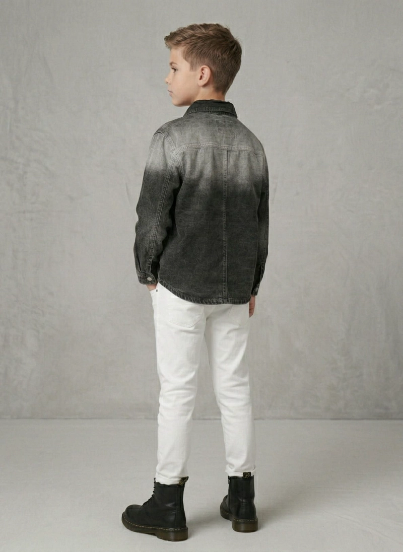 CAMISA DENIM NINO NEGRA MANGA LARGA CASUAL - 4