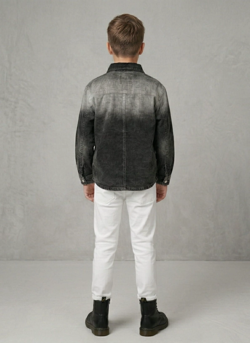CAMISA DENIM NINO NEGRA MANGA LARGA CASUAL - 7