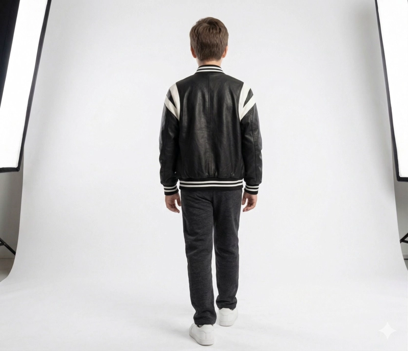 CHAQUETA UNIVERSITARIA ECOCUERO PARA NIÑOS - 2