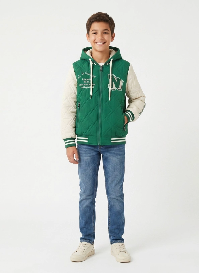 CHAQUETA VARSITY BOMBER ACOLCHADA CAPUCHA URBANA DESMONTABLE - 1