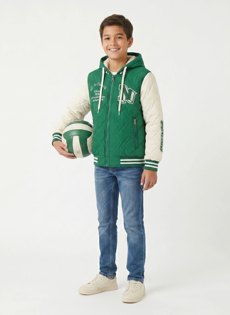 CHAQUETA VARSITY BOMBER ACOLCHADA CAPUCHA URBANA DESMONTABLE - 4