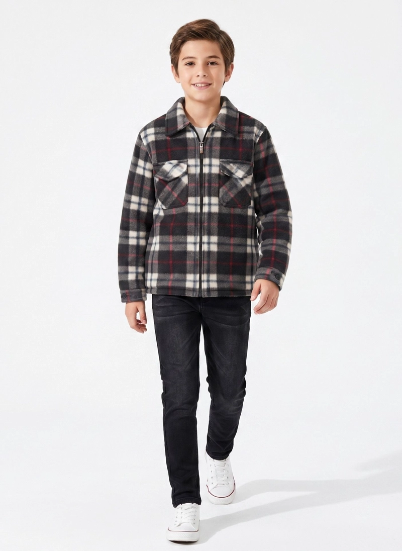 CAMISA NIÑO POLAR CUADROS TIPO LEÑADOR INVIERNO - 1