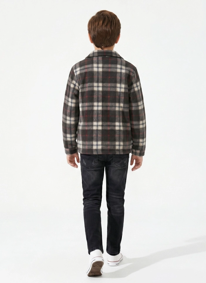 CAMISA NIÑO POLAR CUADROS TIPO LEÑADOR INVIERNO - 3