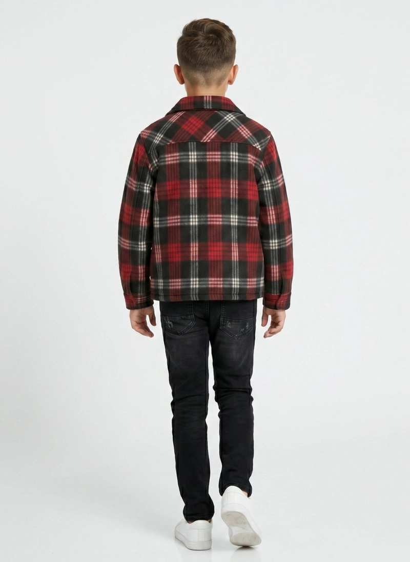 CAMISA NIÑO POLAR CUADROS TIPO LEÑADOR INVIERNO - 3