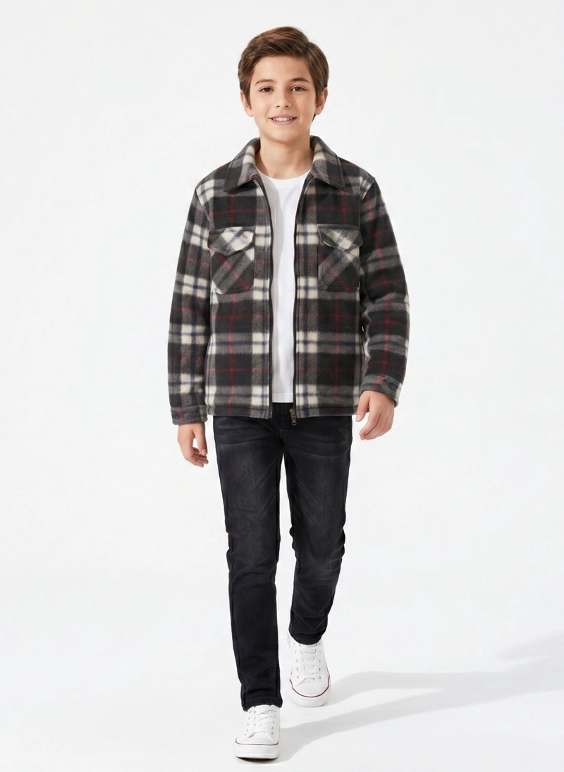 CAMISA NIÑO POLAR CUADROS TIPO LEÑADOR INVIERNO - 4