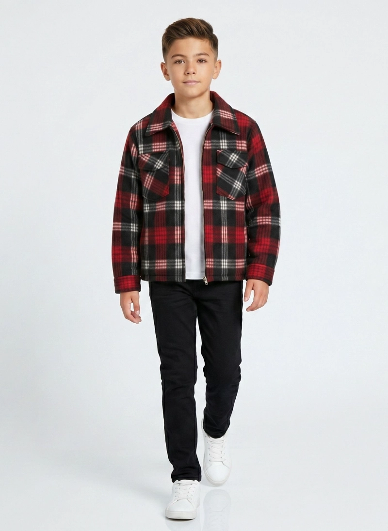 CAMISA NIÑO POLAR CUADROS TIPO LEÑADOR INVIERNO - 4