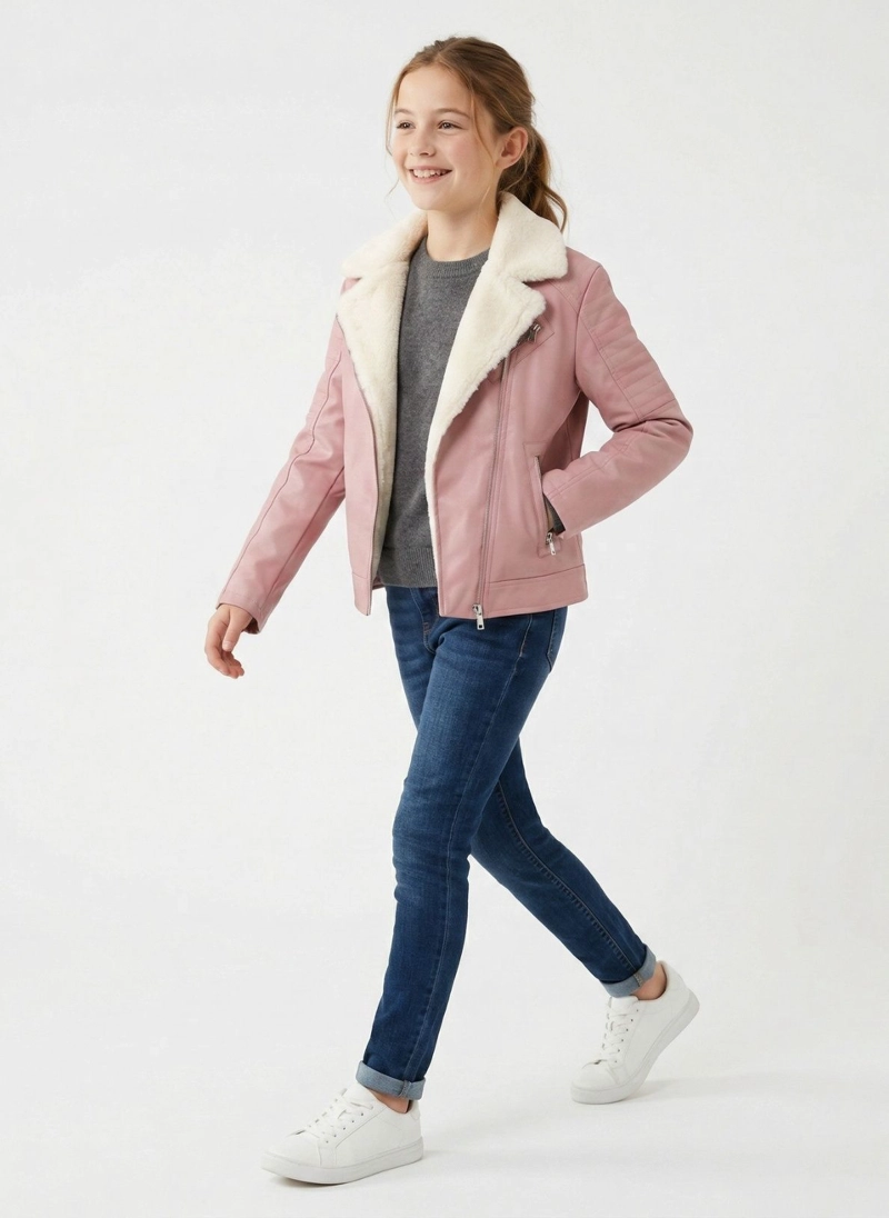 CHAQUETAS AVIADORA DE ECOCUERO CON POLAR PARA NIÑOS - 3