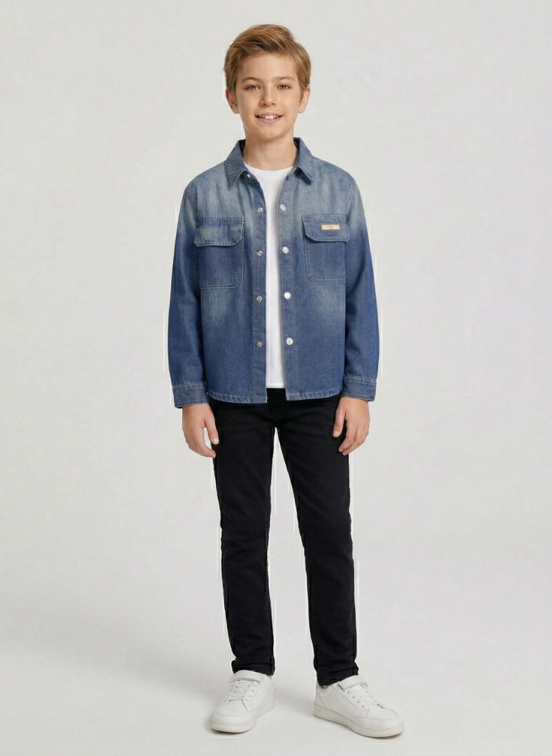 SOBRECAMISA MEZCLILLA NIÑO DENIM DEGRADADO LOOK URBANO - 1