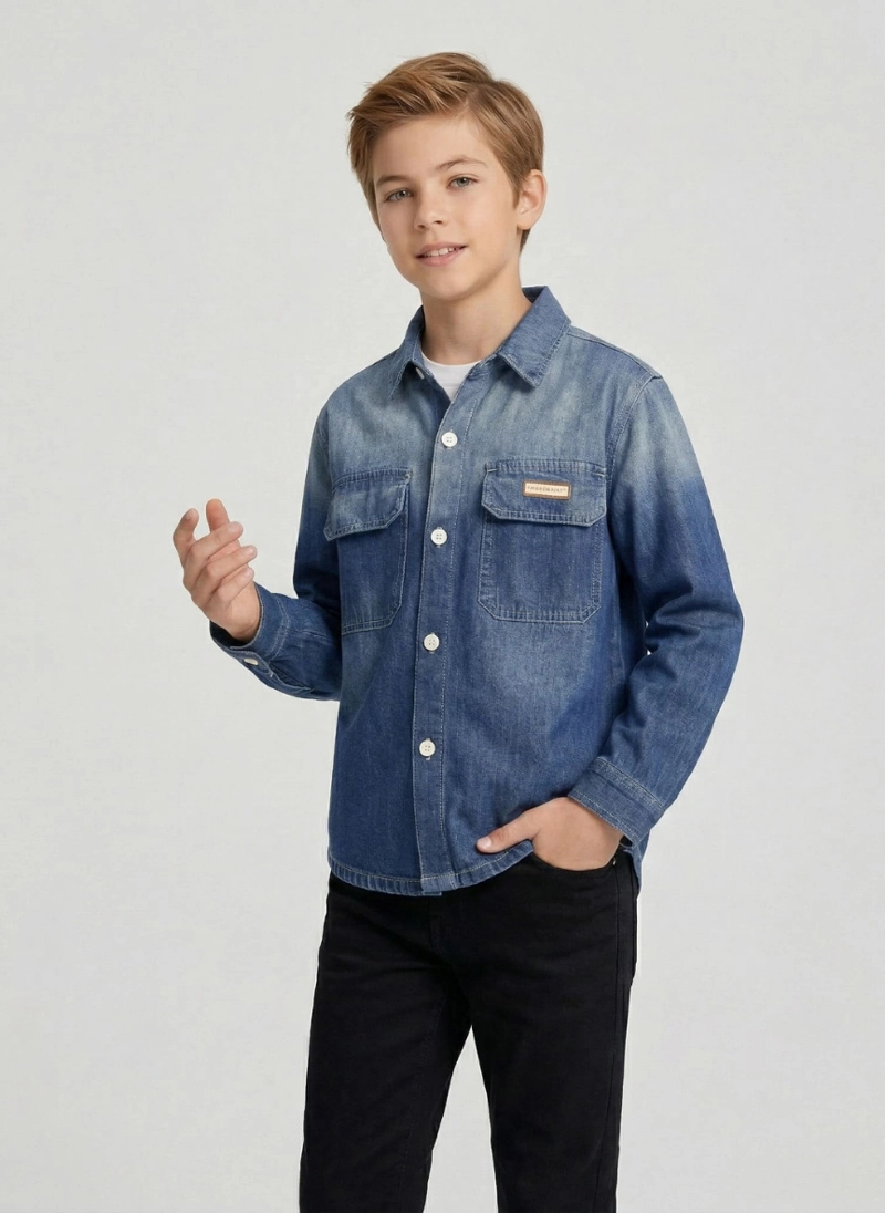 SOBRECAMISA MEZCLILLA NIÑO DENIM DEGRADADO LOOK URBANO - 6