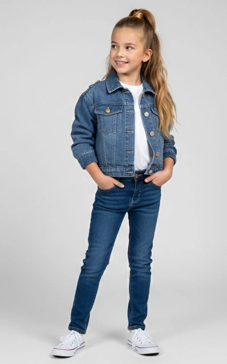 CHAQUETA JEANS NIÑA DENIM CL SICA Y RESISTENTE - 1