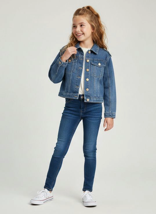 CHAQUETA JEANS NIÑA DENIM CL SICA Y RESISTENTE - 2