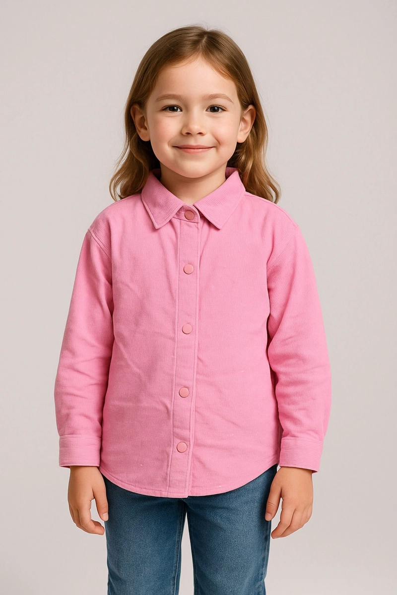 CAMISA ROSA NIÑA MANGA LARGA CON BRILLOS - 3