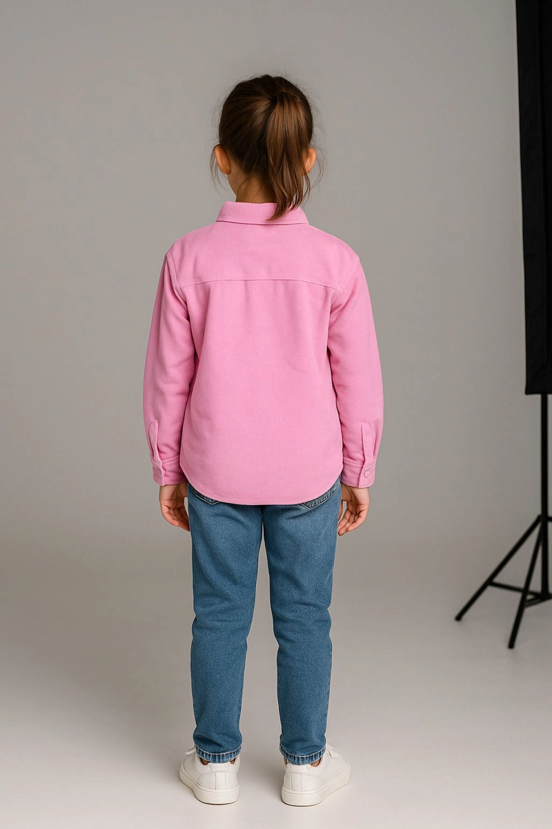 CAMISA ROSA NIÑA MANGA LARGA CON BRILLOS - 4