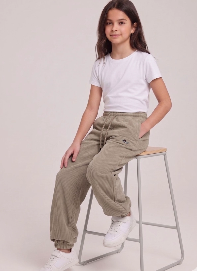 PANTALON BUZO COTEL NIÑA JOGGER CORDERO INVIERNO ELASTICO - 2