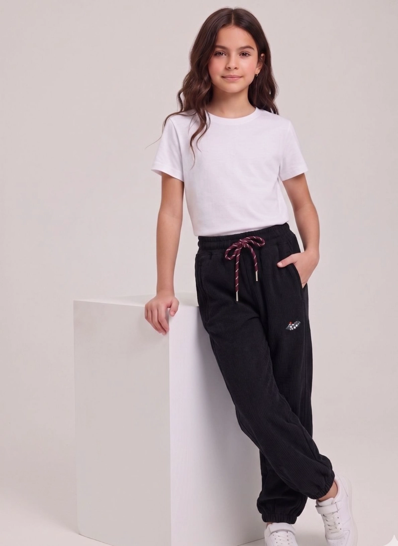 PANTALON BUZO COTEL NIÑA JOGGER CORDERO INVIERNO ELASTICO - 2