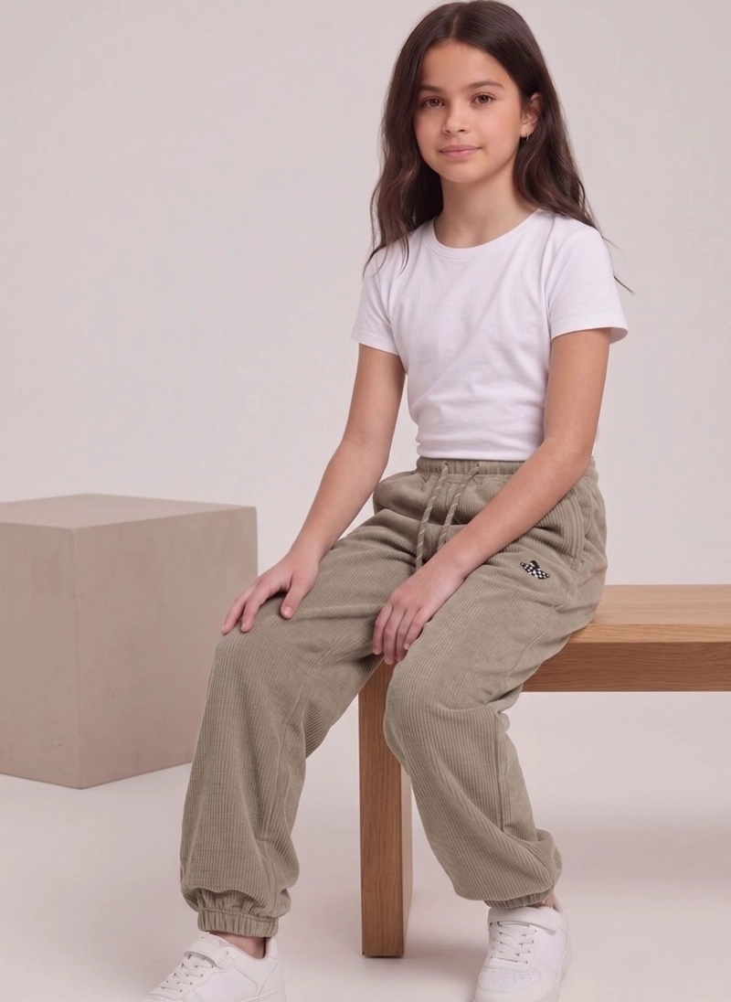PANTALON BUZO COTEL NIÑA JOGGER CORDERO INVIERNO ELASTICO - 3