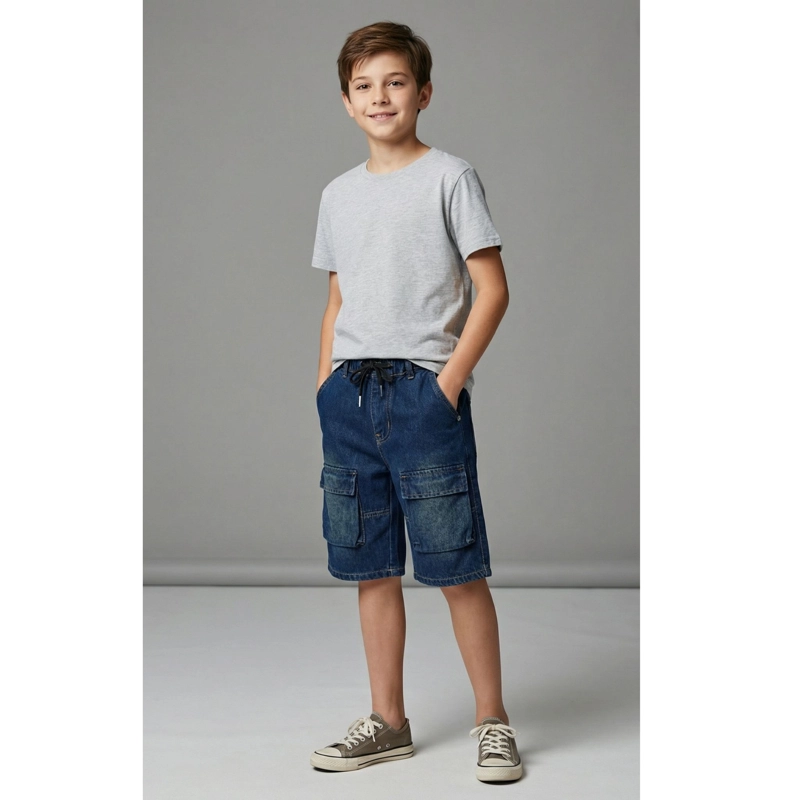 SHORT CARGO NIÑO CON BOLSILLOS LATERALES COMODO - 1