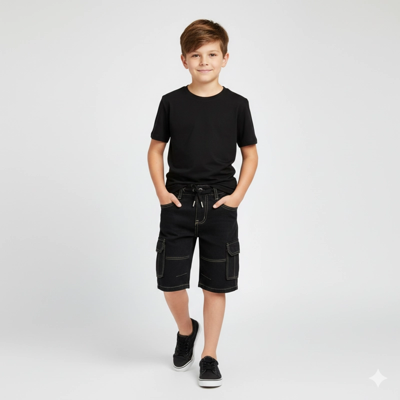 SHORT CARGO NIÑO CON BOLSILLOS LATERALES COMODO - 2