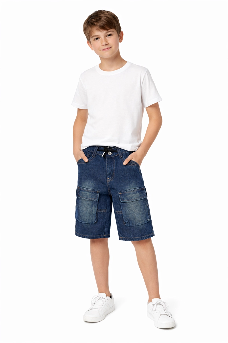 SHORT CARGO NIÑO CON BOLSILLOS LATERALES COMODO - 2
